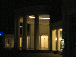 Front of the Elisenbrunnen building at the Friedrich-Wilhelm-Platz square, by night