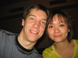 Tim and Miaomiao at a bar in the city center