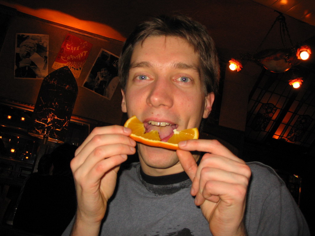 Tim at a bar in the city center