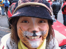 Miaomiao with face paint at the Theaterstraße street