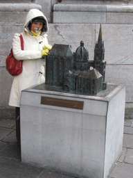 Miaomiao with face paint at a scale model of the Aachen Cathedral
