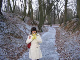 Miaomiao with face paint on the path to the Wilhelminatoren tower at Vaals