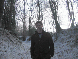 Tim with face paint on the path to the Wilhelminatoren tower at Vaals