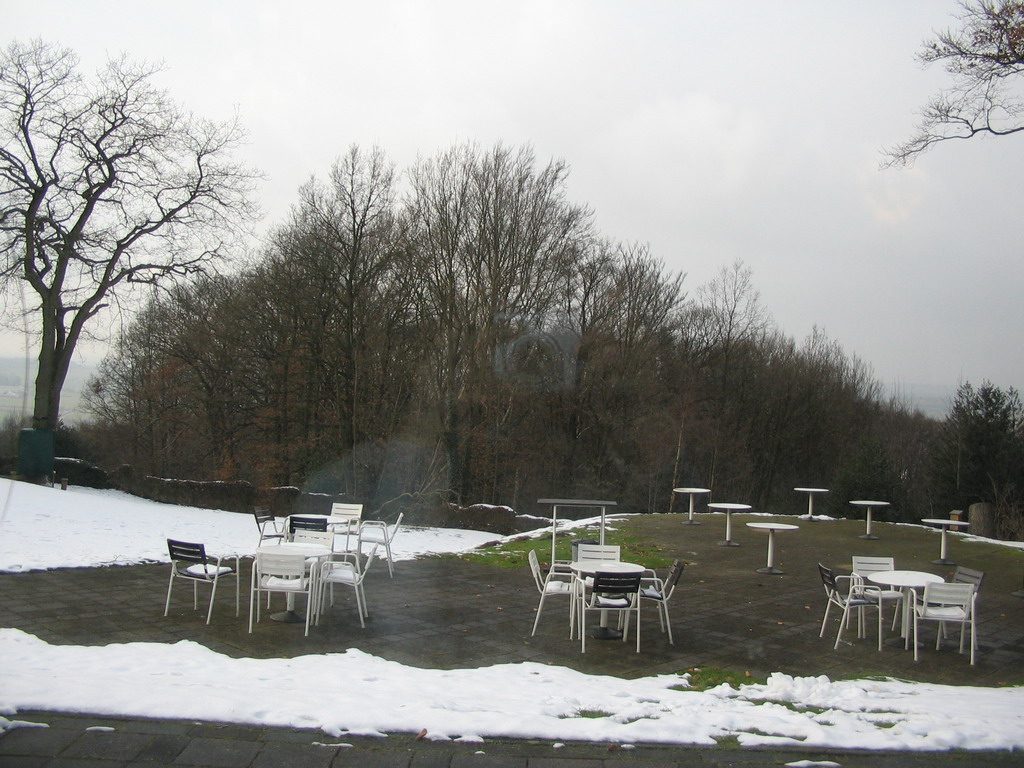 Terrace of the restaurant of the Wilhelminatoren tower at Vaals, viewed from the restaurant