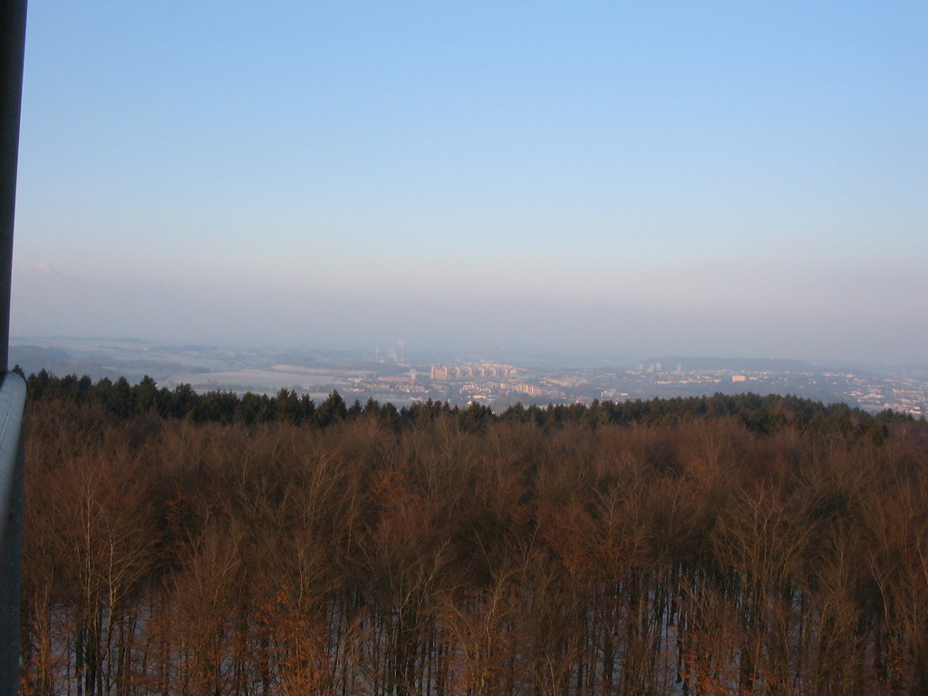 The University Hospital Aachen and surroundings, viewed from the viewing tower at the border triangle at Vaals