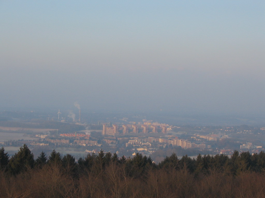 The University Hospital Aachen, viewed from the viewing tower at the border triangle at Vaals