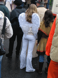 Person with angel wings at the Friedrich-Wilhelm-Platz square