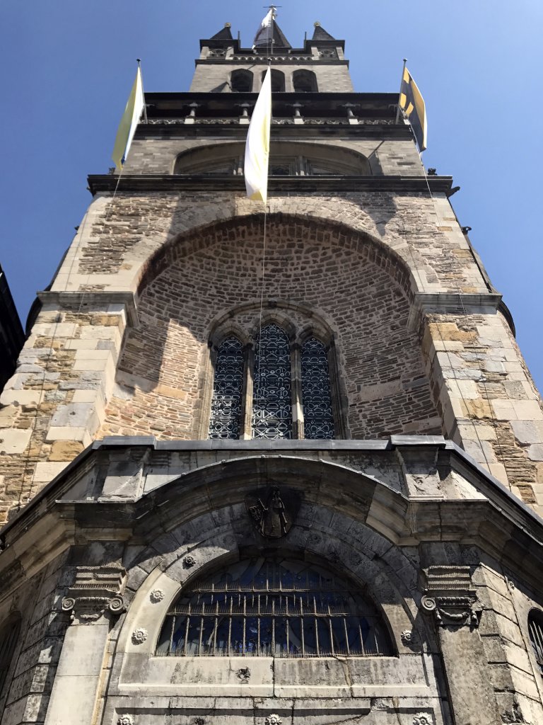 Facade above the entrance to the Aachen Cathedral at the Domhof square