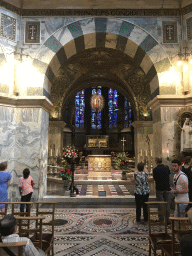 Apse with the main altar, the shrine of Virgin Mary, the Aureole Madonna and the shrine of Charlemagne at the Aachen Cathedral