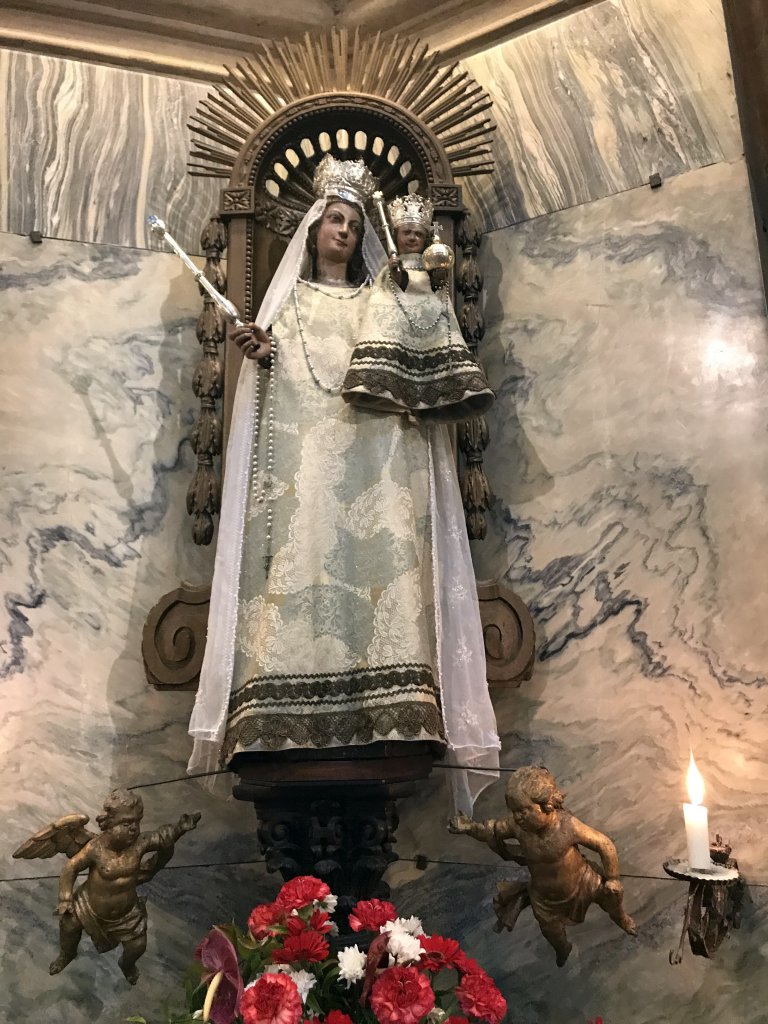 Statue `Our Dear Lady of Aachen` in the Oktogon nave of the Aachen Cathedral