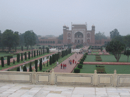View on the Great Gate (Darwaza-i rauza) and garden, from the Taj Mahal