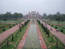 View on the Great Gate (Darwaza-i rauza) and garden, from the Taj Mahal