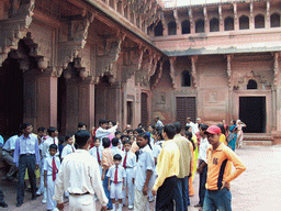 School class at an inner square of the Jahangir Palace at the Agra Fort
