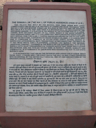 Information on the Diwan-I-Am hall at the Agra Fort