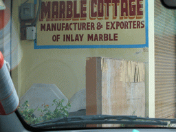Sign in front of the Marble Cottage on the road to Sikandra
