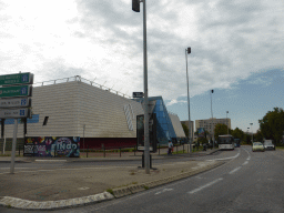 Northeast side of the Pasino Casino at the crossing of the Avenue Max Juvénal and the Avenue Henri Mouret, viewed from our rental car to Marseille Provence Airport