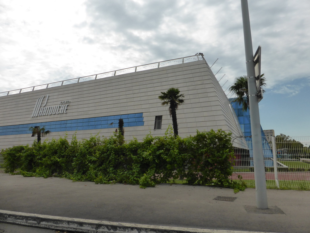 Northeast side of the Pasino Casino at the Avenue Henri Mouret, viewed from our rental car to Marseille Provence Airport