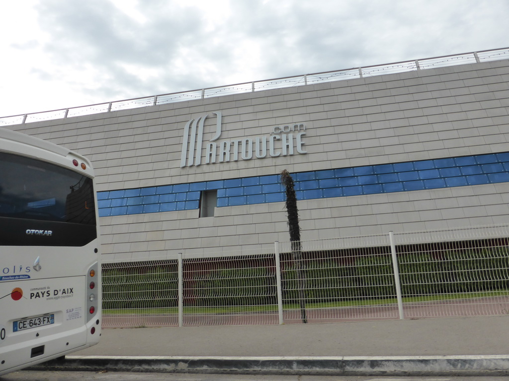 East side of the Pasino Casino at the Avenue Henri Mouret, viewed from our rental car to Marseille Provence Airport