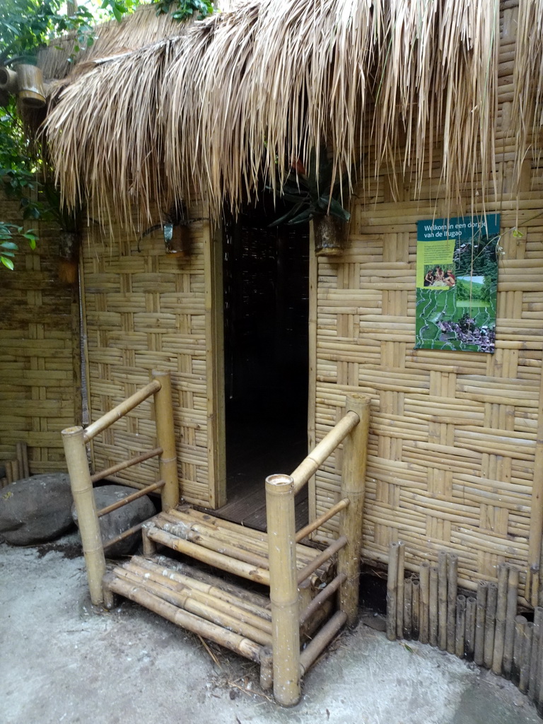 Entry to an Ifugao house at the Philippines hall of the Tropenhal building at the Vogelpark Avifauna zoo, with explanation