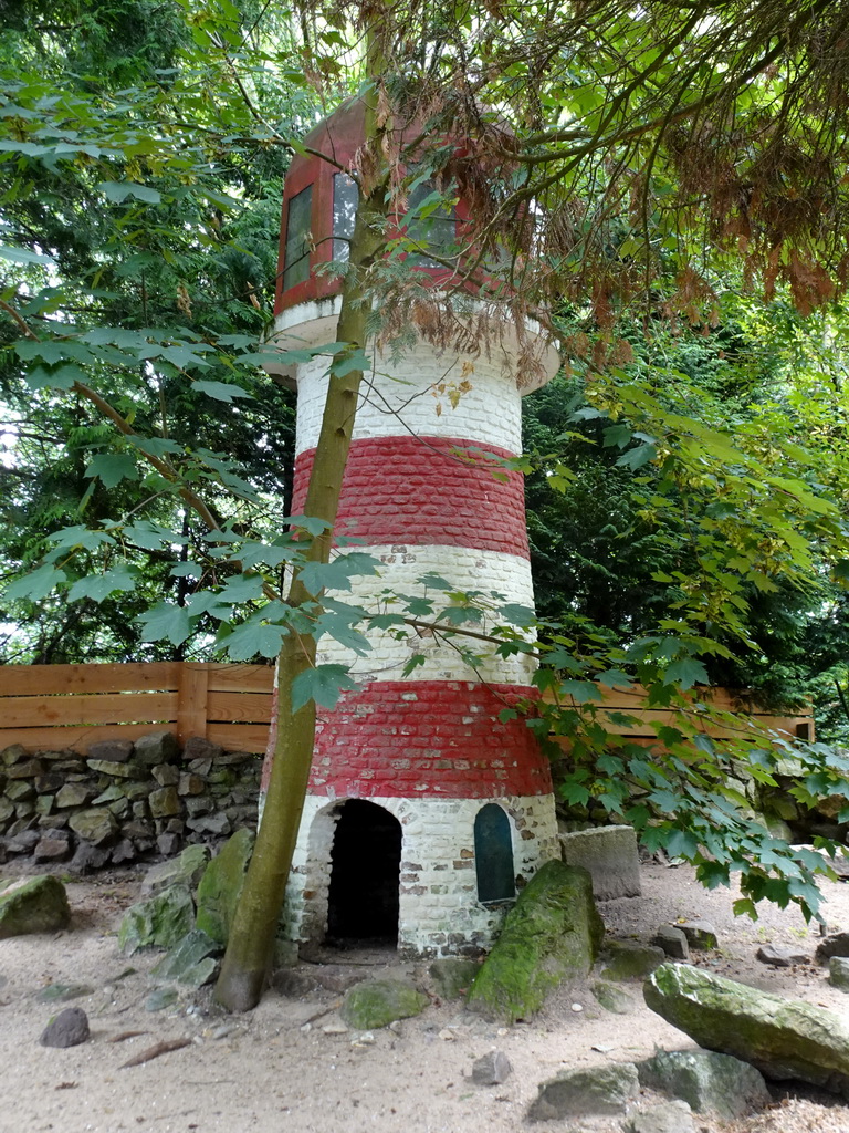 Lighthouse near the Humboldt Penguin enclosure at the Vogelpark Avifauna zoo