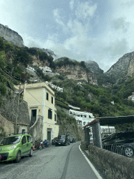 The Via Giovanni Augustariccio street with the Hotel La Pergola, viewed from the rental car