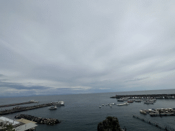 Piers of the Amalfi Harbour, viewed from the rental car on the Amalfi Drive