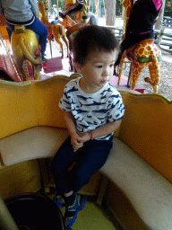 Max on the Carousel at the Pretplein square at the DierenPark Amersfoort zoo