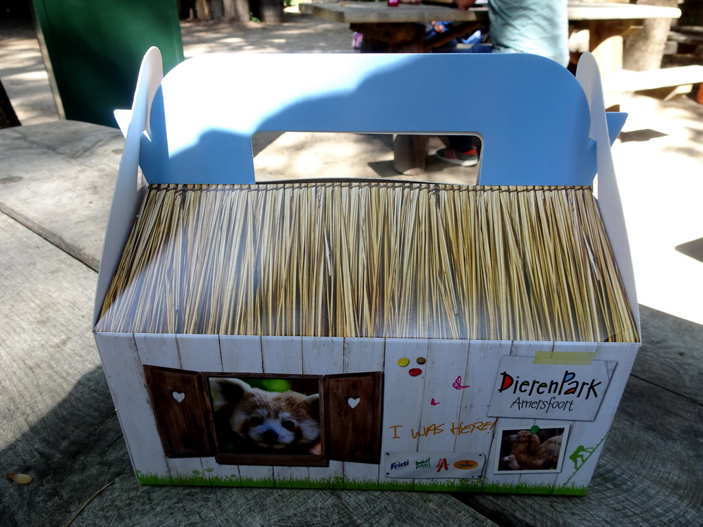 Max`s lunch box at the terrace of the Huid & Haar restaurant at the DinoPark at the DierenPark Amersfoort zoo