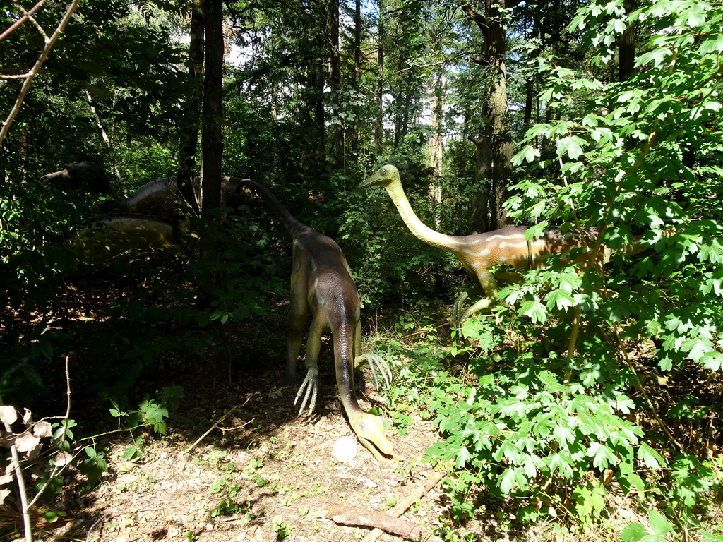 Ornithominus statues at the DinoPark at the DierenPark Amersfoort zoo