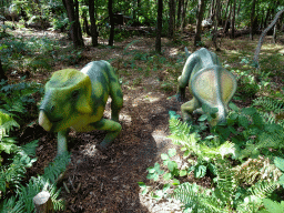 Leptoceratops and Protoceratops statues at the DinoPark at the DierenPark Amersfoort zoo