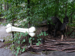 Corythosaurus statue at the DinoPark at the DierenPark Amersfoort zoo, with explanation