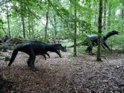 Ceratosaurus and Camptosaurus statues at the DinoPark at the DierenPark Amersfoort zoo