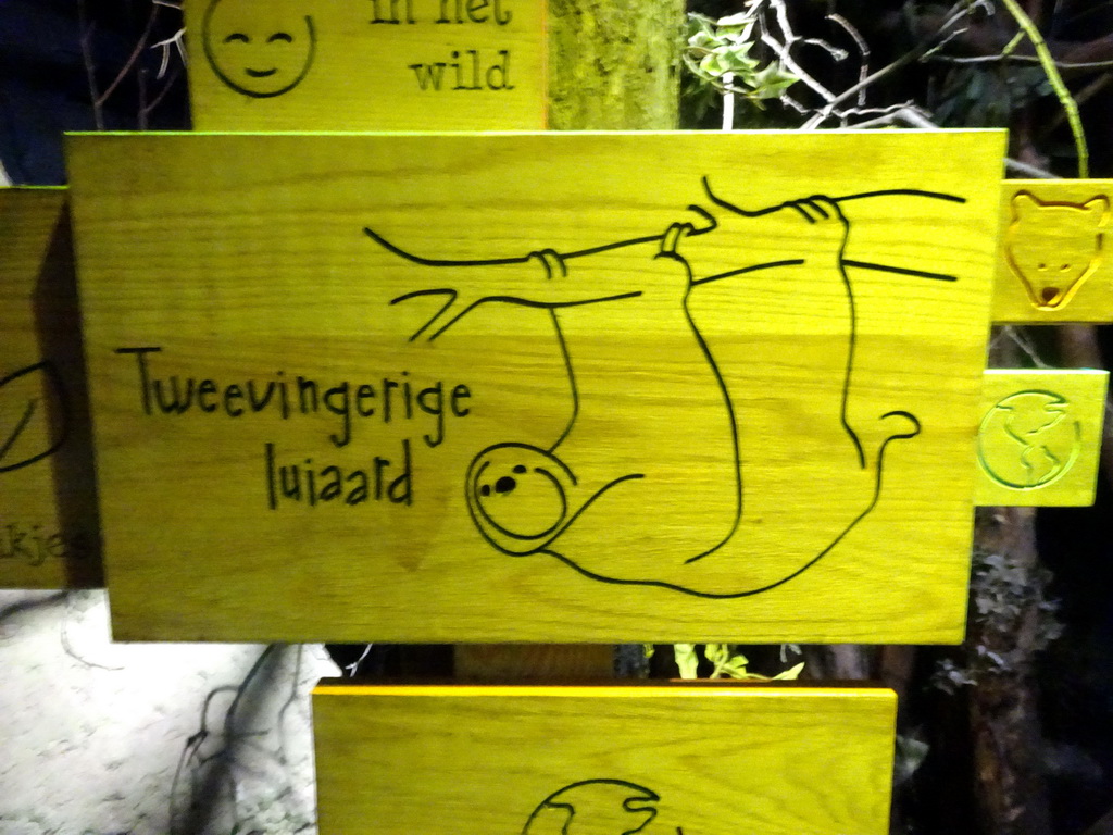 Explanation on the Linnaeus`s Two-toed Sloth at the De Nacht building at the DierenPark Amersfoort zoo