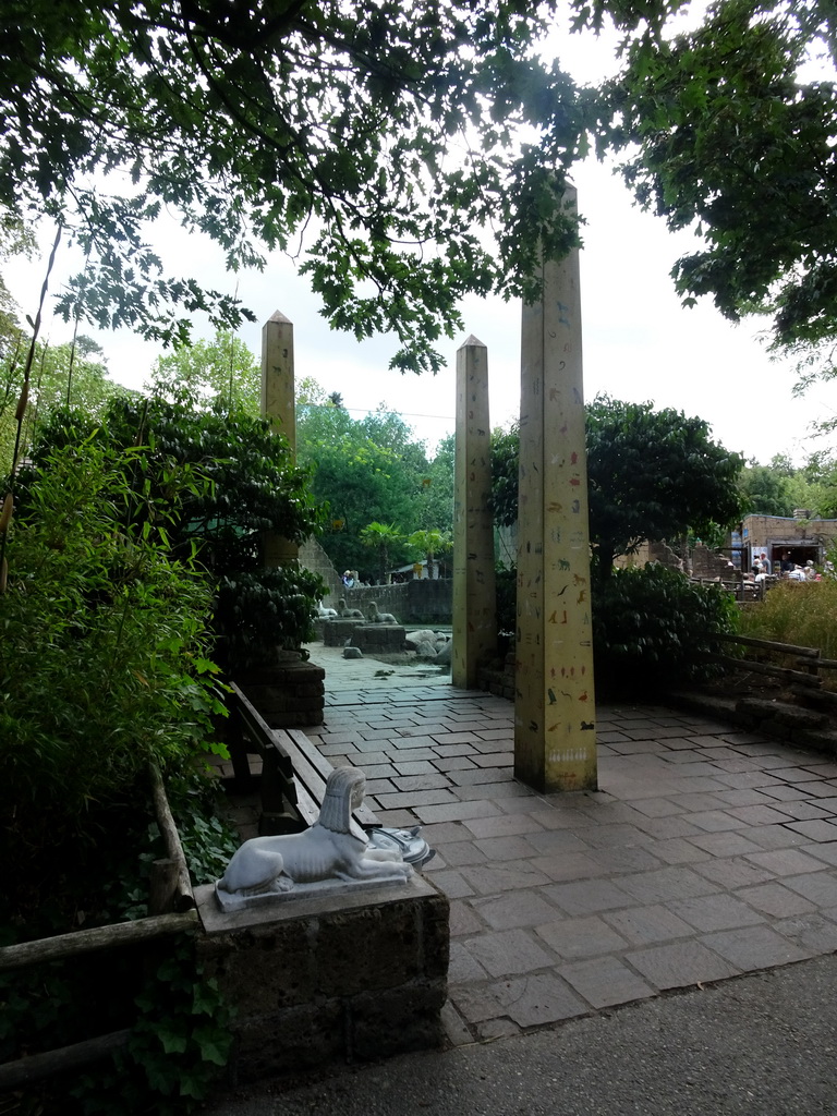 Sphinxes and obelisks at the City of Antiquity at the DierenPark Amersfoort zoo