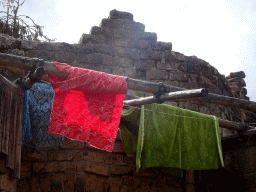 Clothes hanging above the Kashba restaurant at the City of Antiquity at the DierenPark Amersfoort zoo