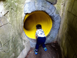 Max at a slide at the City of Antiquity at the DierenPark Amersfoort zoo