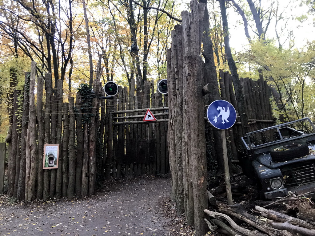 Entrance gate to the walking route at the DinoPark at the DierenPark Amersfoort zoo