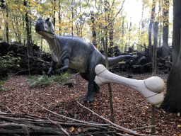 Ceratosaurus statue at the DinoPark at the DierenPark Amersfoort zoo, with explanation