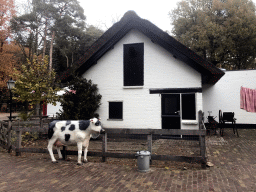 Cow statue in front of the Restaurant de Boerderij at the DierenPark Amersfoort zoo