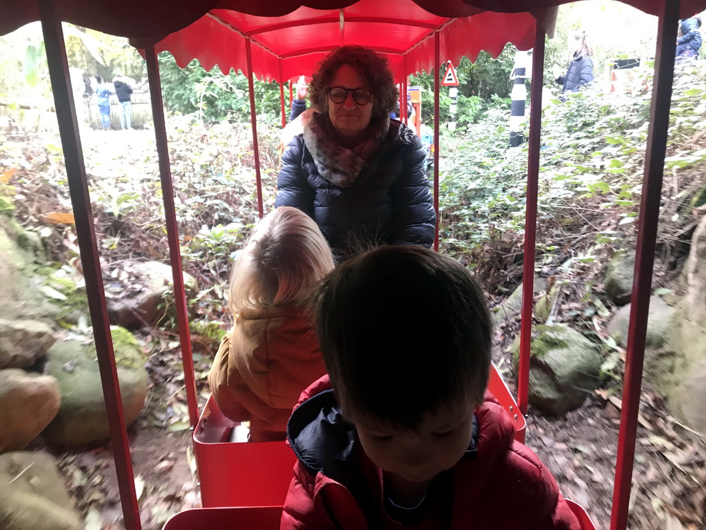 Max in the tourist train at the DierenPark Amersfoort zoo