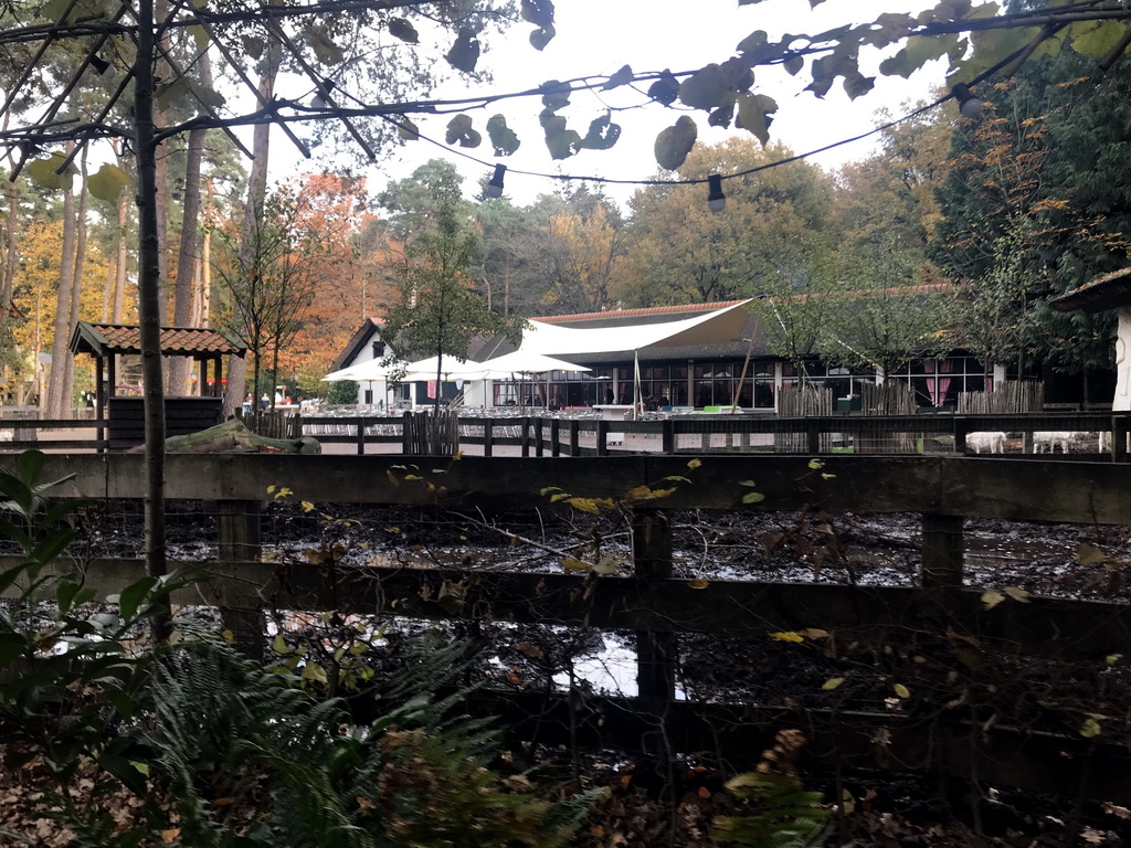 The Restaurant de Boerderij at the DierenPark Amersfoort zoo, viewed from the tourist train