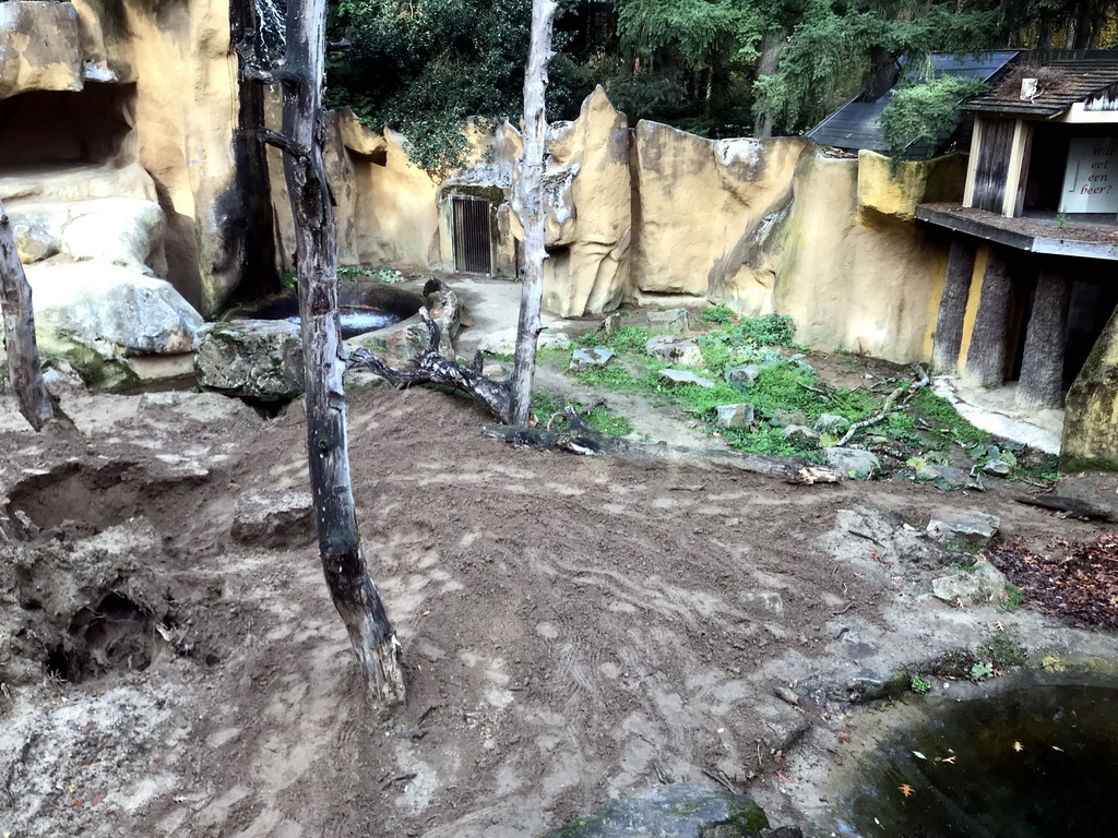 Enclosure of the Brown Bears at the DierenPark Amersfoort zoo, viewed from the path above