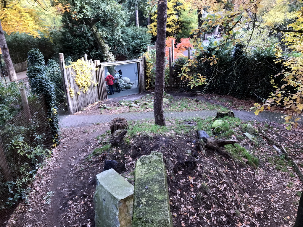 Enclosure of the Spotted Hyenas at the DierenPark Amersfoort zoo, viewed from the path above