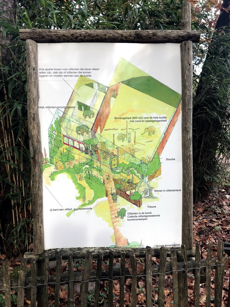 Map of the enclosure of the Asian Elephants at the DierenPark Amersfoort zoo