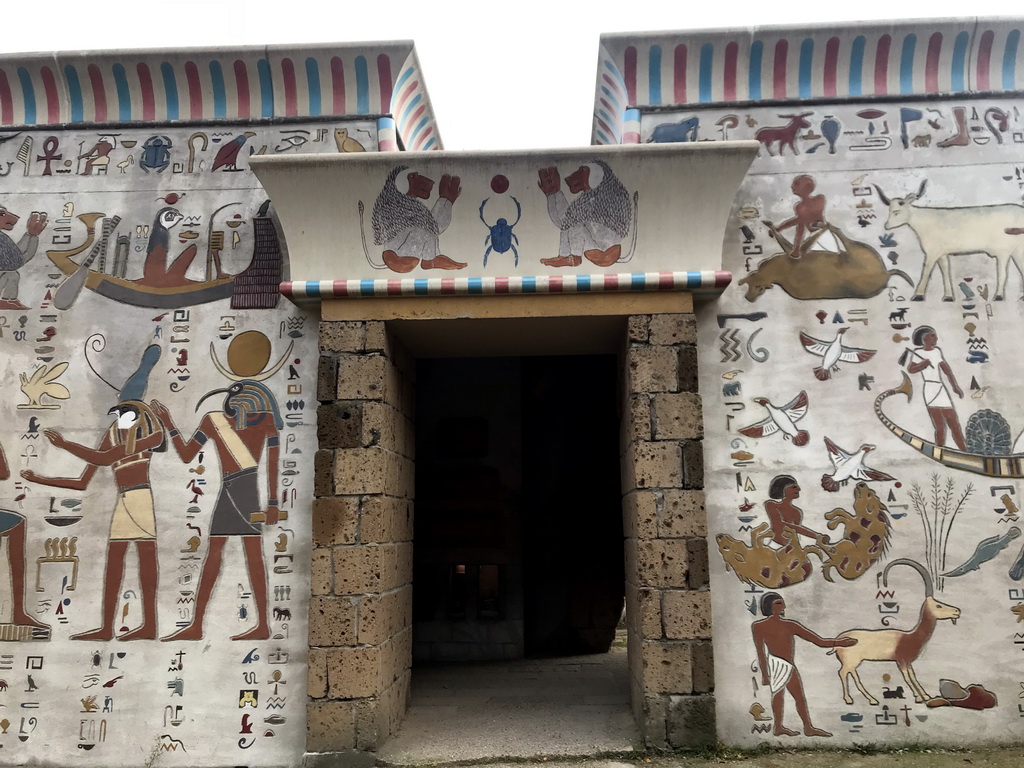 Front of a temple at the City of Antiquity at the DierenPark Amersfoort zoo