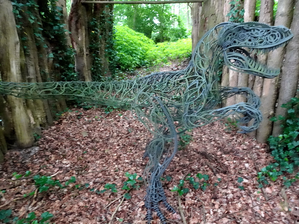 Dinosaur statue on the road to the DinoPark at the DierenPark Amersfoort zoo