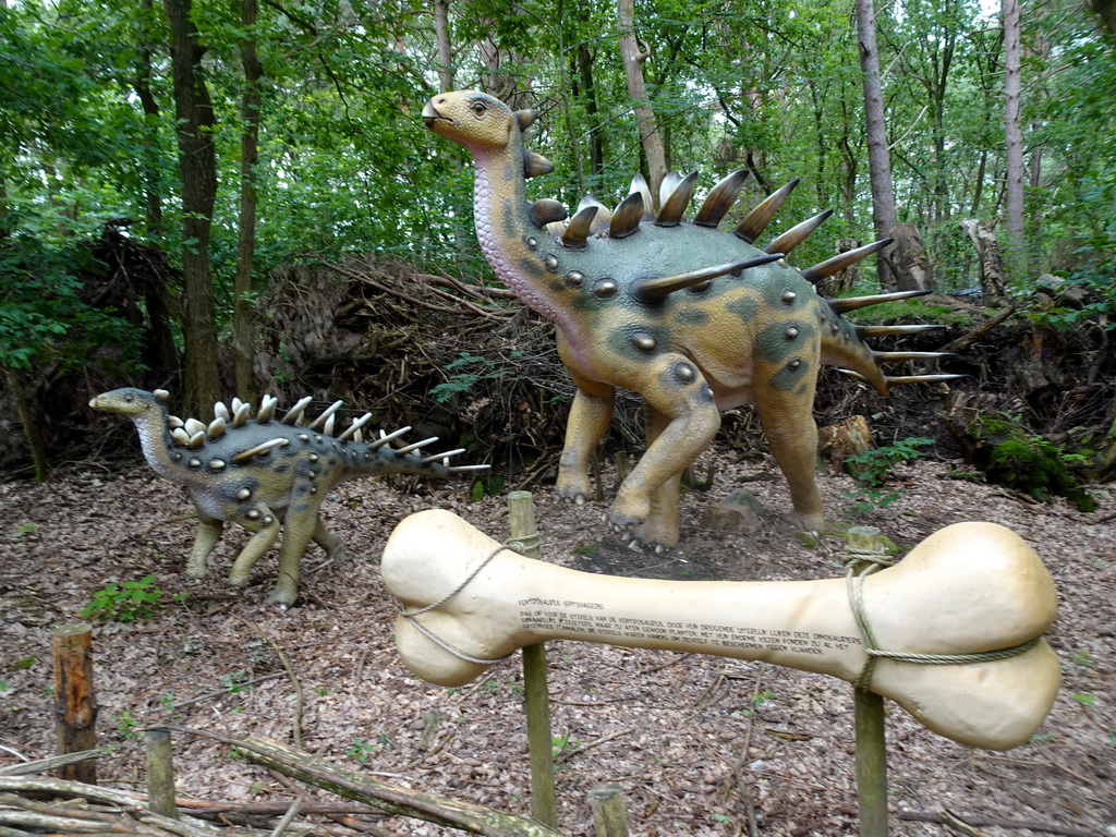 Kentrosaurus statues at the DinoPark at the DierenPark Amersfoort zoo