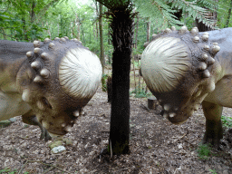 Pachycephalosaurus statues at the DinoPark at the DierenPark Amersfoort zoo