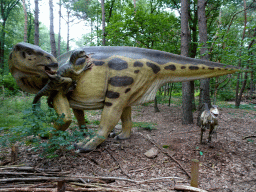 Iguanodon and Deinonychus statues at the DinoPark at the DierenPark Amersfoort zoo