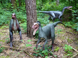 Troodont statues at the DinoPark at the DierenPark Amersfoort zoo